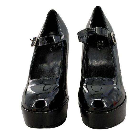 ELLIE 557-Eden Black Patent Leather Platform Mary Janes Size 9 Good Pre-Owned - Picture 2 of 8